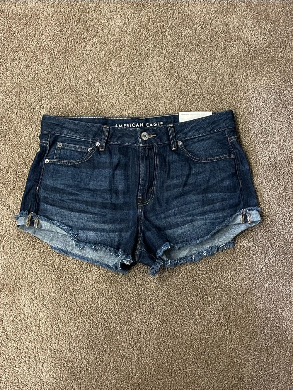 American Eagle Outfitters Tomgirl Shortie Dark Indigo Denim Cutoff Shorts